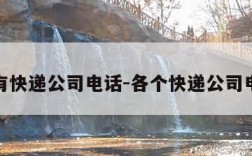 所有快递公司电话-各个快递公司电话