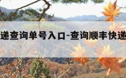 顺丰快递查询单号入口-查询顺丰快递单号怎么查