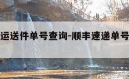 顺丰速运送件单号查询-顺丰速递单号查询查询