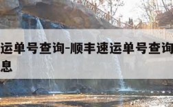 顺丰速运单号查询-顺丰速运单号查询查不到物流信息
