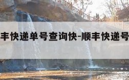 顺丰顺丰快递单号查询快-顺丰快递号单号查询
