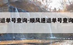 顺风速运单号查询-顺风速运单号查询快递查询