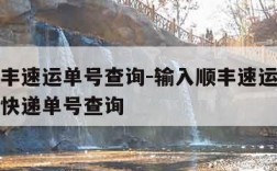 输入顺丰速运单号查询-输入顺丰速运单号查询顺丰快递单号查询